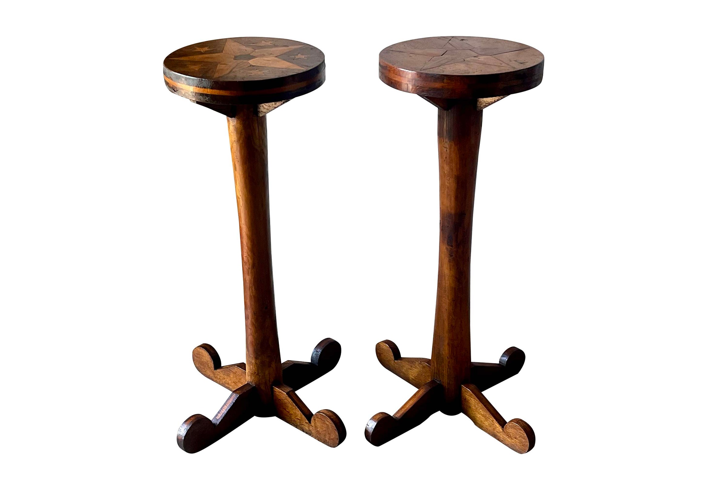 Pair of Early 20th Century French Provincial Folk Art Pedestal Stands