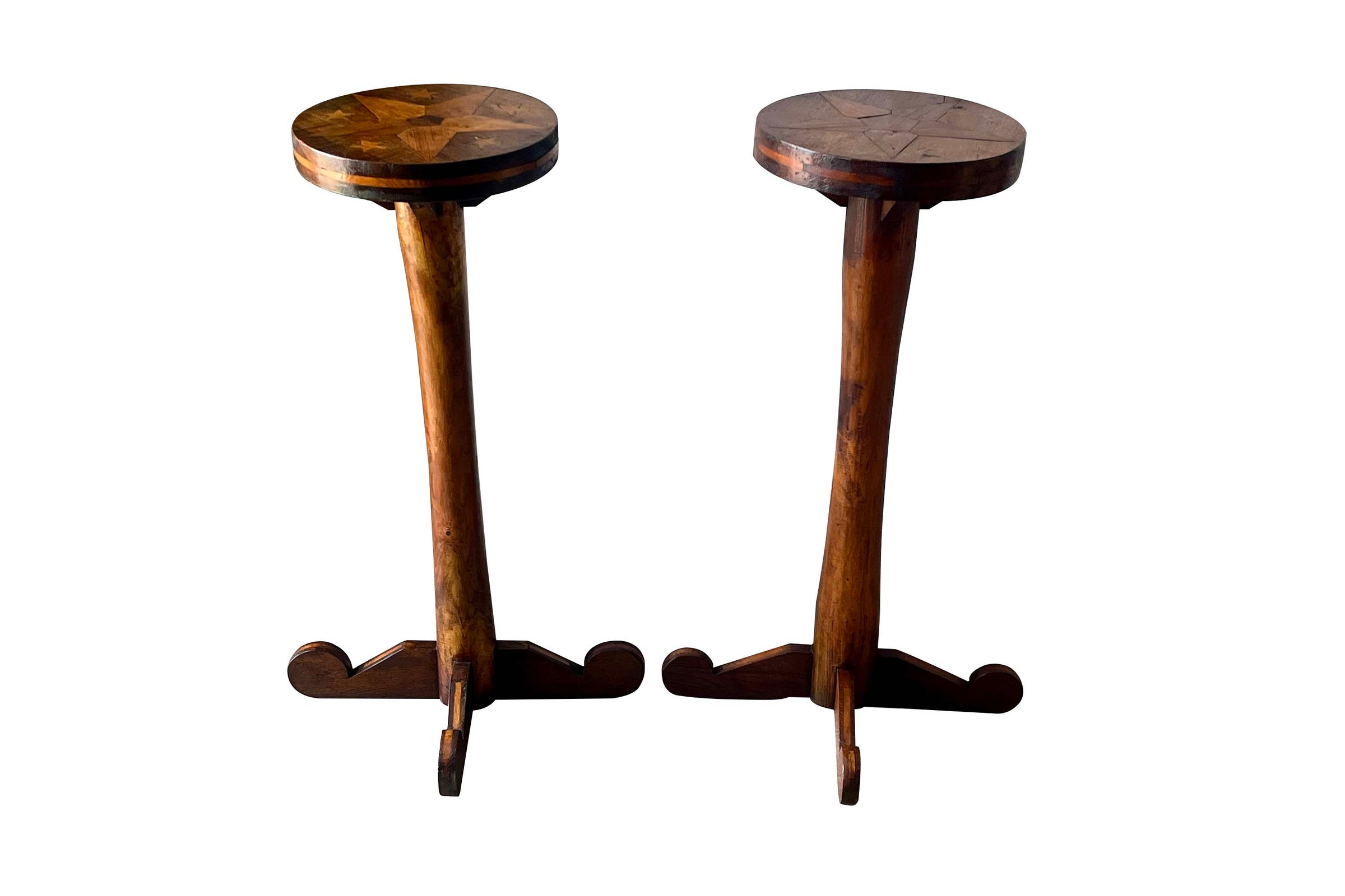 Pair of Early 20th Century French Provincial Folk Art Pedestal Stands