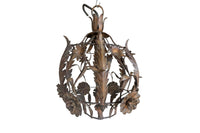 MID-CENTURYSPANISH FLORAL AND FOLIATE TOLE HANGING LIGHT
