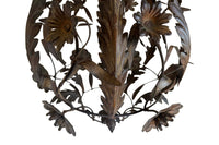 MID-CENTURYSPANISH FLORAL AND FOLIATE TOLE HANGING LIGHT