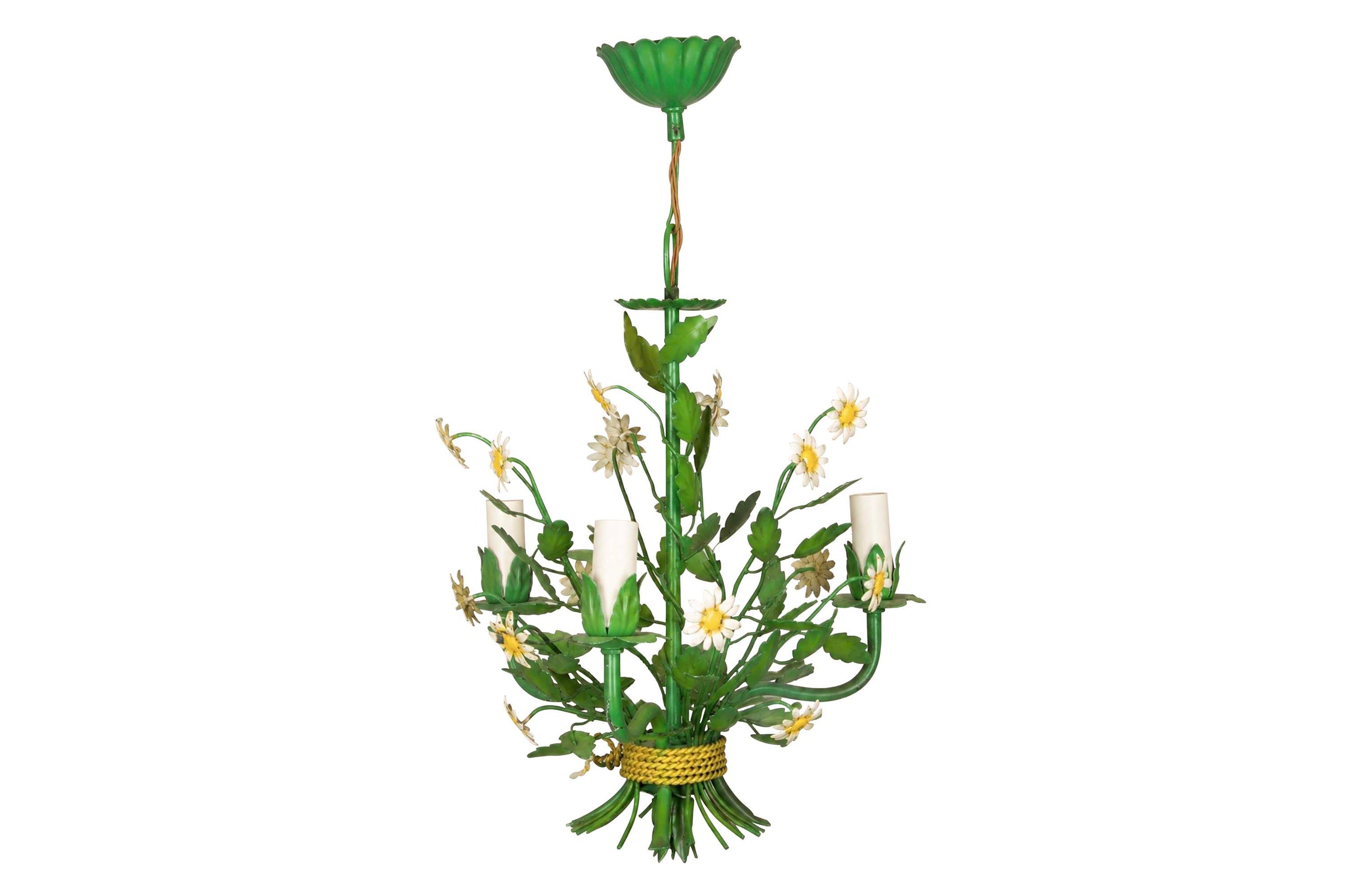 1960s French Tole Daisy Bouquet Chandelier