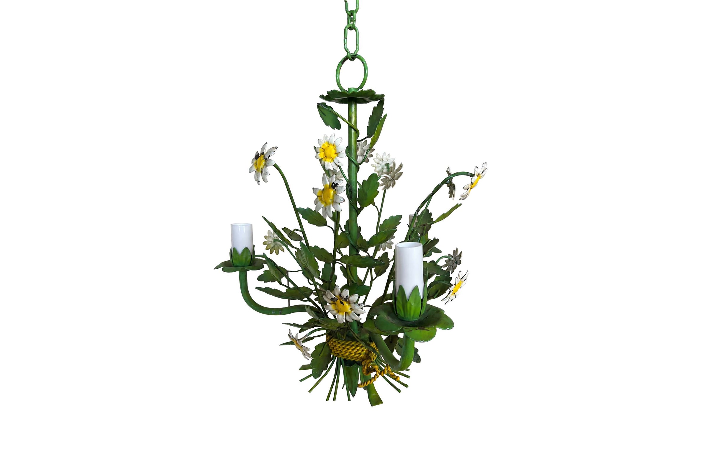 1960s French Tole Daisy Bouquet Chandelier