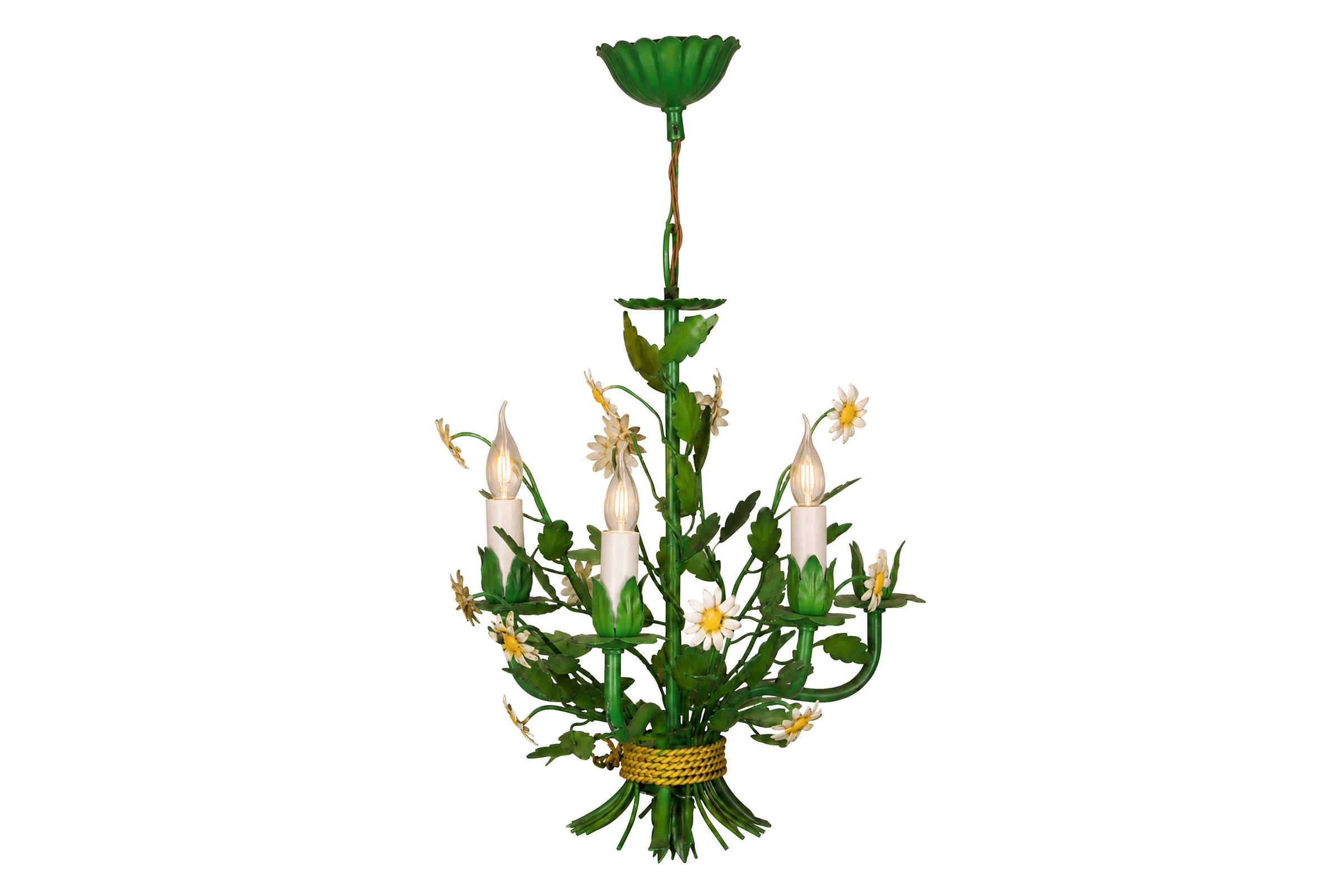 1960s French Tole Daisy Bouquet Chandelier