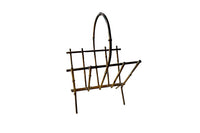 MID-CENTURY FRENCH FAUX BAMBOO GILT METAL MAGAZINE RACK