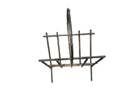 MID-CENTURY FRENCH FAUX BAMBOO GILT METAL MAGAZINE RACK