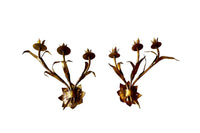 Pair of Mid-20th Century Spanish Gilt Iron Wall Lights by Ferrocolor