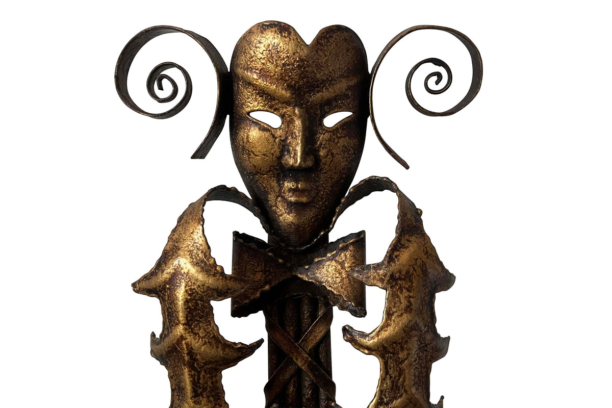 pair of Pair of Mid-Century Italian wrought iron wall lights in the Italian manner, inspired by Commedia dell’Arte.
