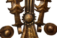 pair of Pair of Mid-Century Italian wrought iron wall lights in the Italian manner, inspired by Commedia dell’Arte.