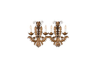 pair of Pair of Mid-Century Italian wrought iron wall lights in the Italian manner, inspired by Commedia dell’Arte.