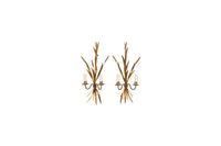 Monumental Set of Three 1970s Gilt Wheat Sheaf Wall Sconces in the Manner of Hans Kögl