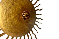 Mid-Century Spanish Gilt Iron Sunburst Ceiling Light