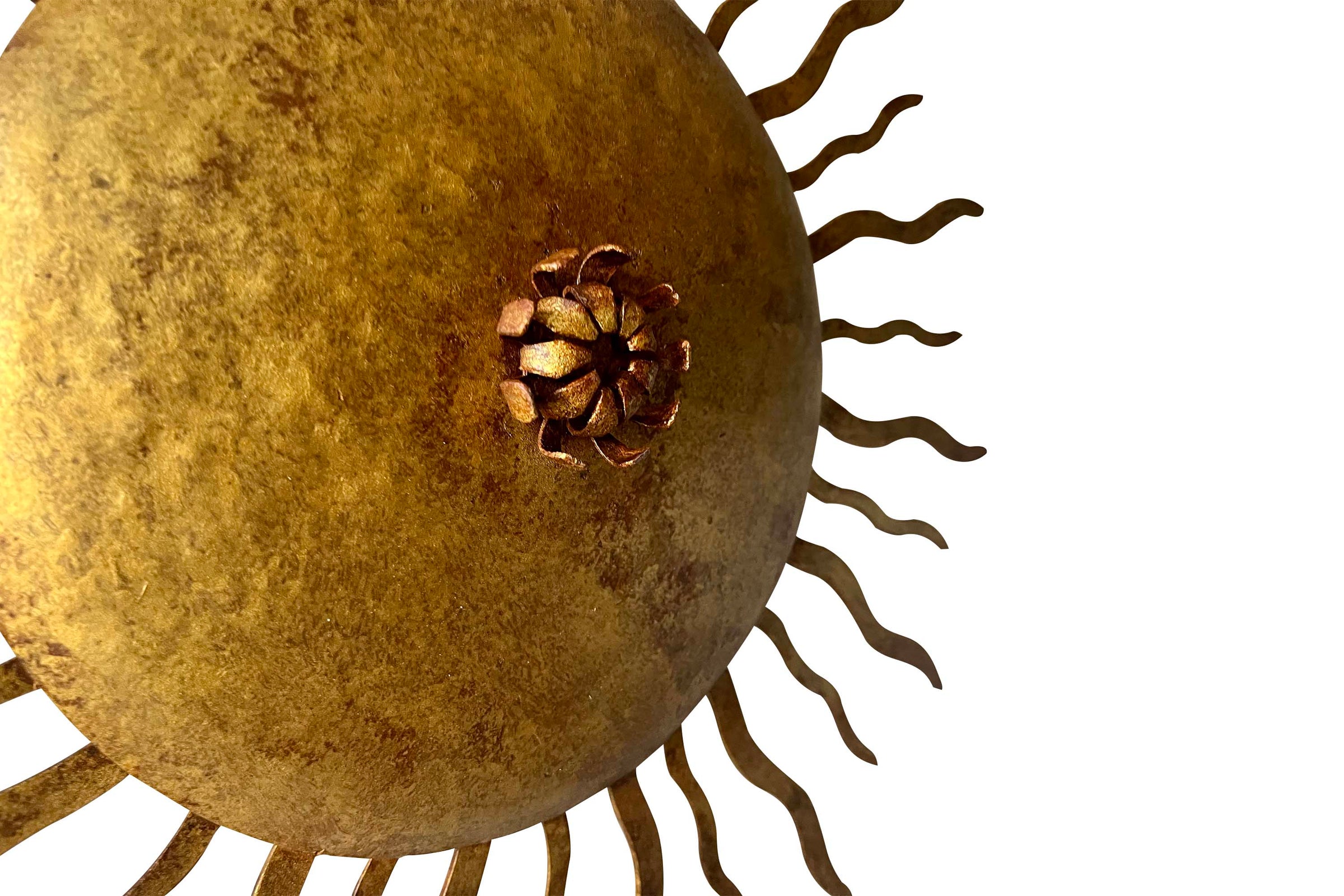 Mid-Century Spanish Gilt Iron Sunburst Ceiling Light