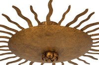 Mid-Century Spanish Gilt Iron Sunburst Ceiling Light