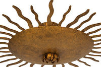 Mid-Century Spanish Gilt Iron Sunburst Ceiling Light
