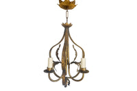Decorative Mid-20th Century Spanish three-bulb hanging light by Ferrocolor.