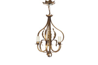 Decorative Mid-20th Century Spanish three-bulb hanging light by Ferrocolor.