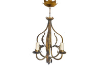 Decorative Mid-20th Century Spanish three-bulb hanging light by Ferrocolor.