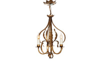 Decorative Mid-20th Century Spanish three-bulb hanging light by Ferrocolor.