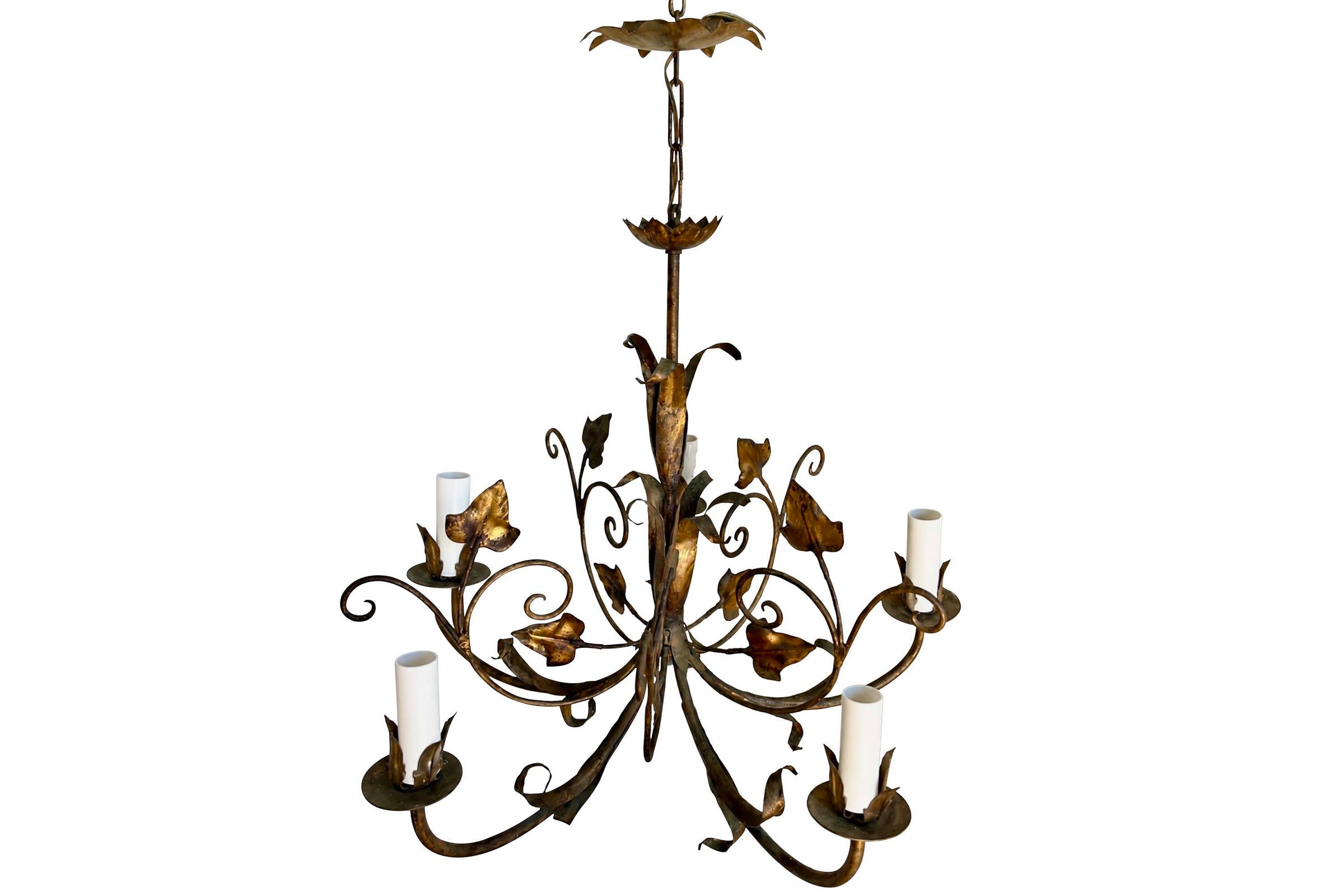 Mid-20th Century Spanish Chandelier By Ferrocolor