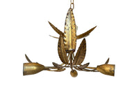 MID-CENTURY ITALIAN GILT IRON FOLIATE CEILING LIGHT