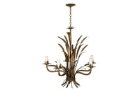 Mid-Century French Gilt Metal Wheat Sheaf Chandelier