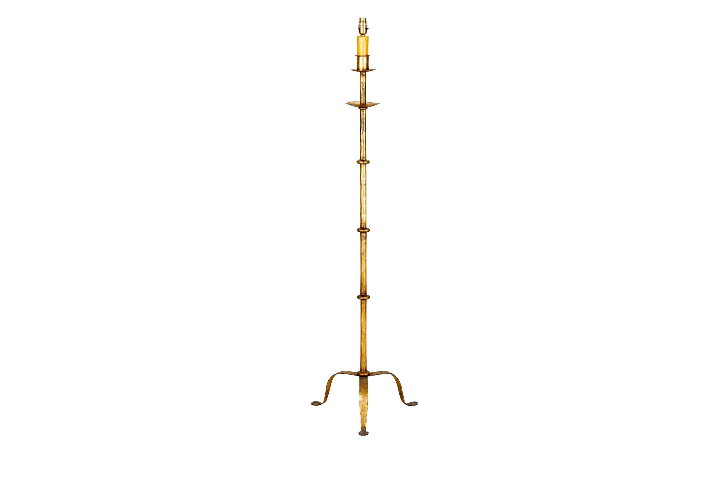 Mid-Century Spanish Gilt Iron Floor Lamp