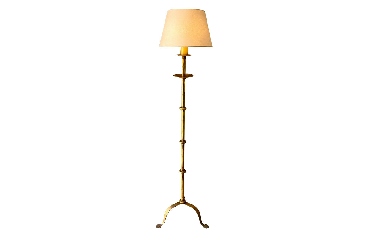 Mid-Century Spanish Gilt Iron Floor Lamp