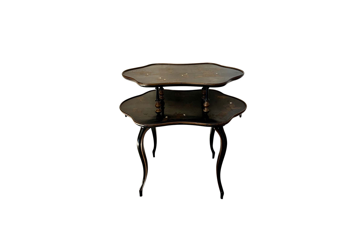 Mid-Century French Two Tiered Chinoiserie Occasional Table