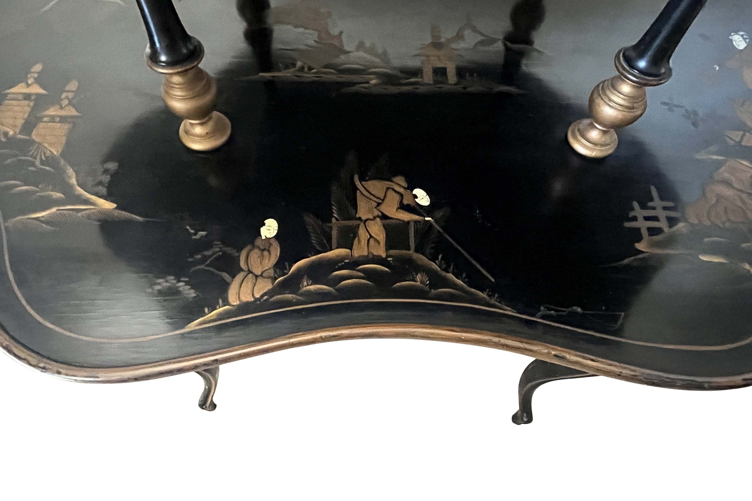 Mid-Century French Two Tiered Chinoiserie Occasional Table