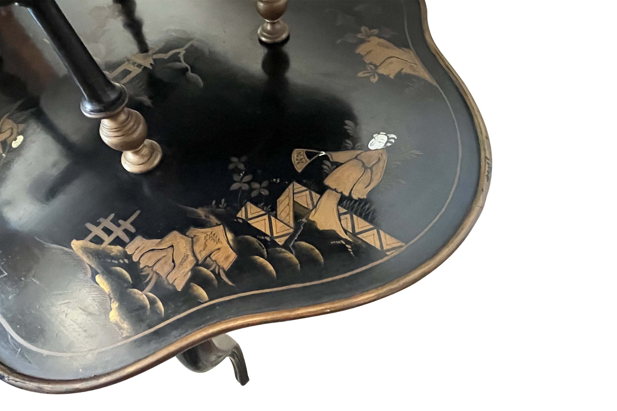 Mid-Century French Two Tiered Chinoiserie Occasional Table