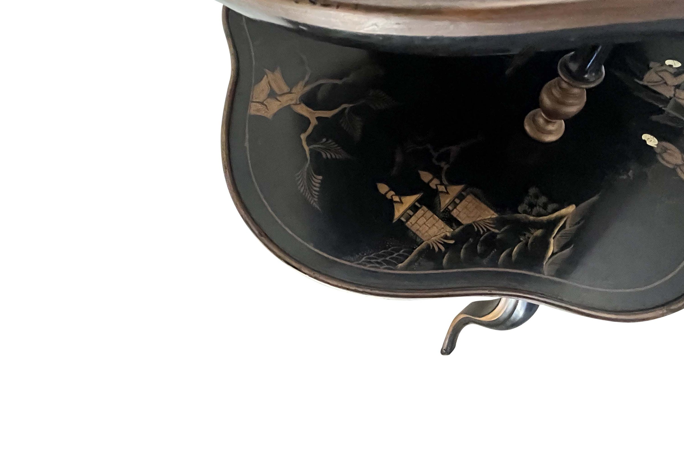 Mid-Century French Two Tiered Chinoiserie Occasional Table