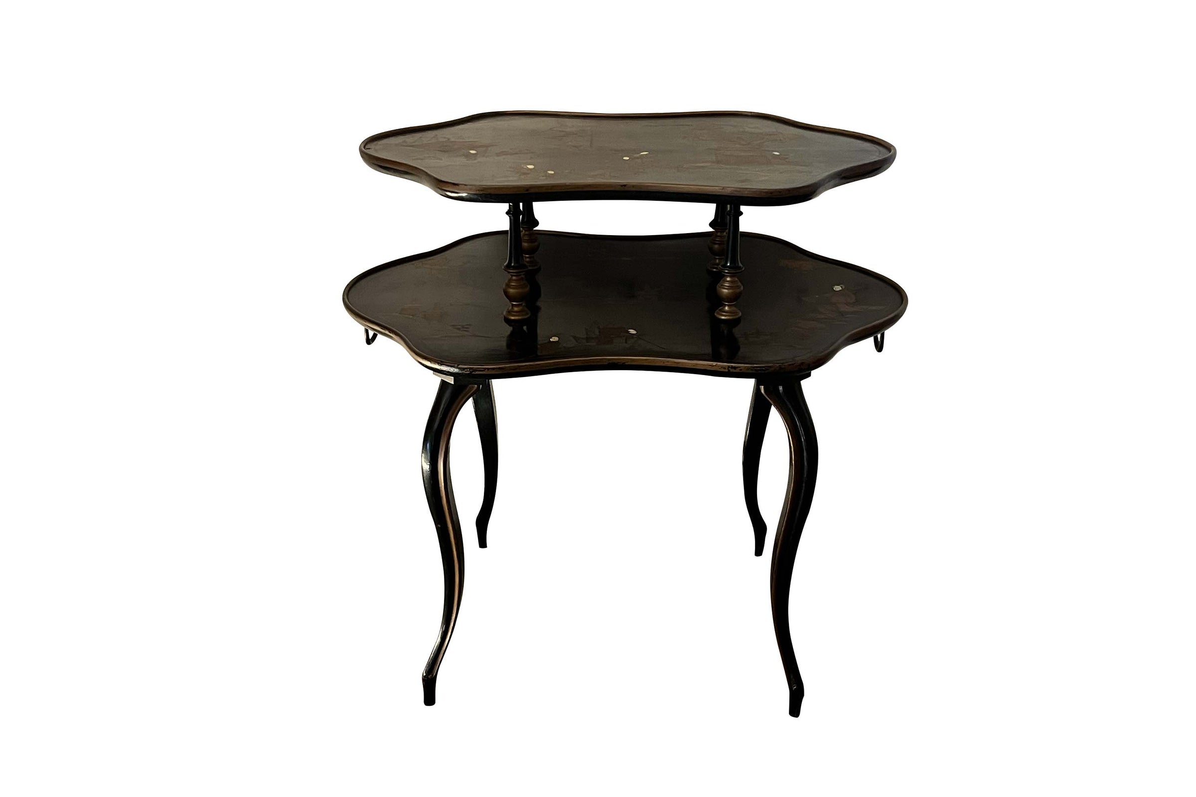 Mid-Century French Two Tiered Chinoiserie Occasional Table