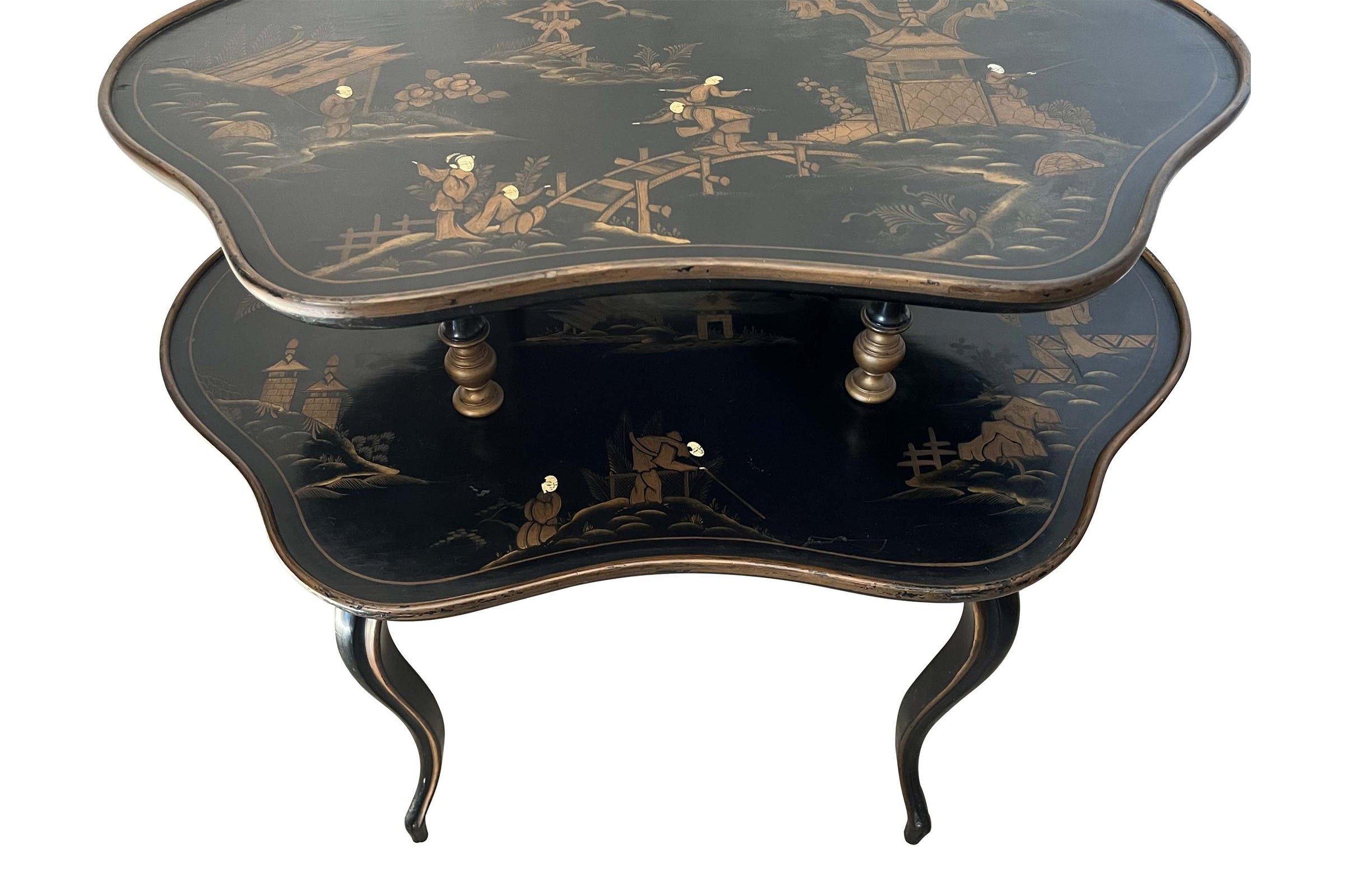 Mid-Century French Two Tiered Chinoiserie Occasional Table