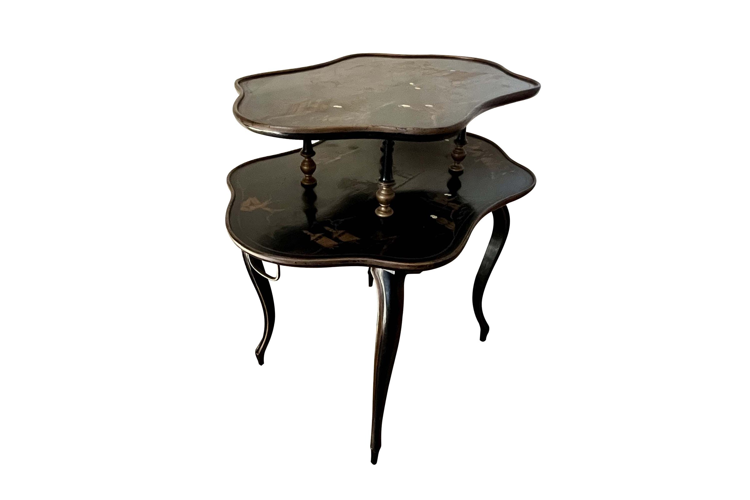 Mid-Century French Two Tiered Chinoiserie Occasional Table