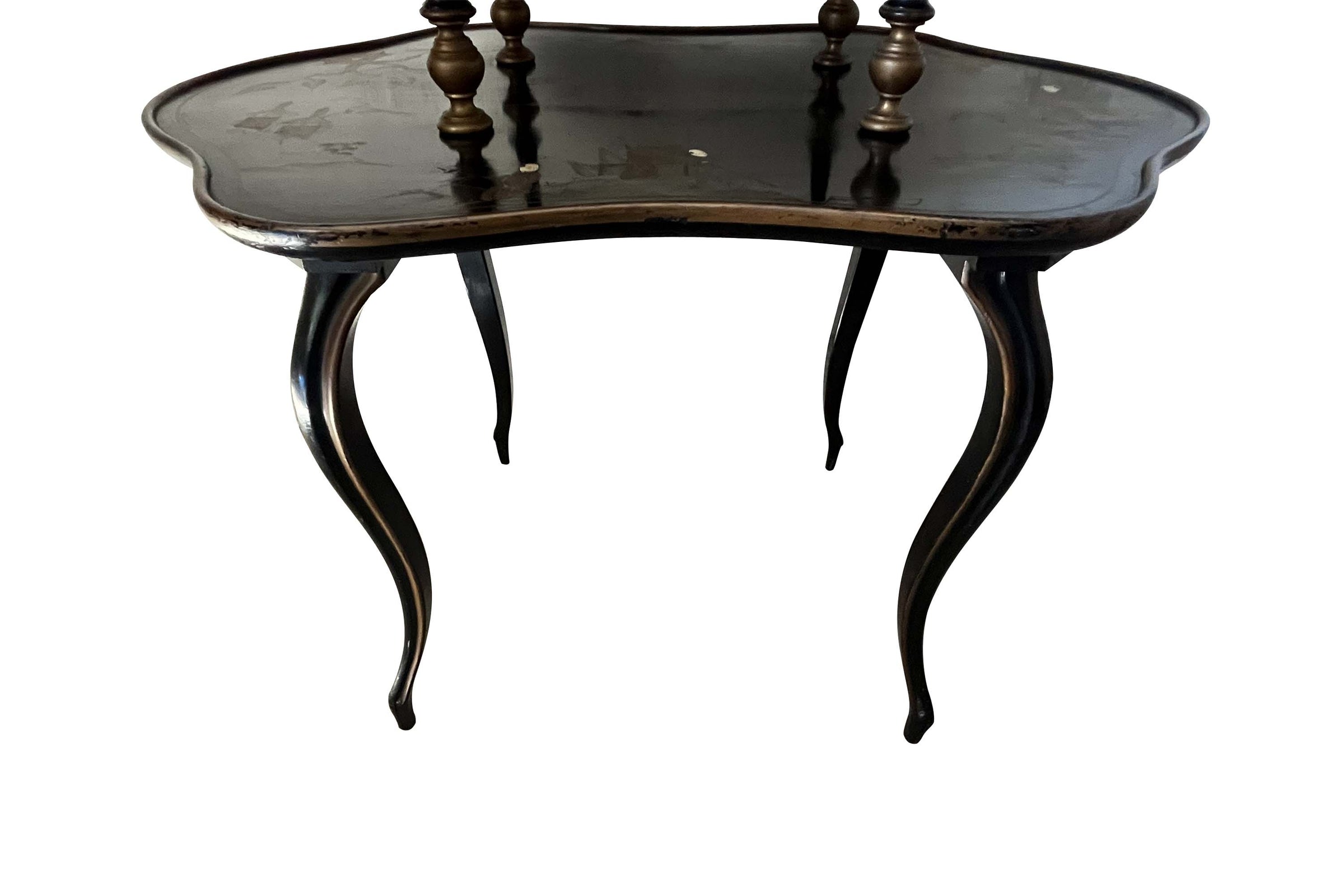 Mid-Century French Two Tiered Chinoiserie Occasional Table