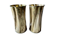 Pair of 1970s Italian Hand-Beaten Brass Umbrella Stands