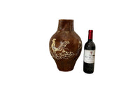 LARGE 19TH CENTURY FRENCH FOLK POTTERY JUG WITH ROOSTER DECORATION -RECENTLY RESERVED-