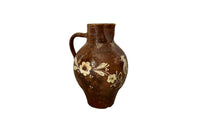 LARGE 19TH CENTURY FRENCH FOLK POTTERY JUG WITH ROOSTER DECORATION -RECENTLY RESERVED-