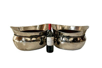 PAIR OF LARGE 1970'S  ITALIAN HAMMERED SILVERPLATE OVAL VASQUES