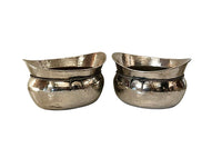 PAIR OF LARGE 1970'S  ITALIAN HAMMERED SILVERPLATE OVAL VASQUES