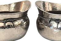 PAIR OF LARGE 1970'S  ITALIAN HAMMERED SILVERPLATE OVAL VASQUES