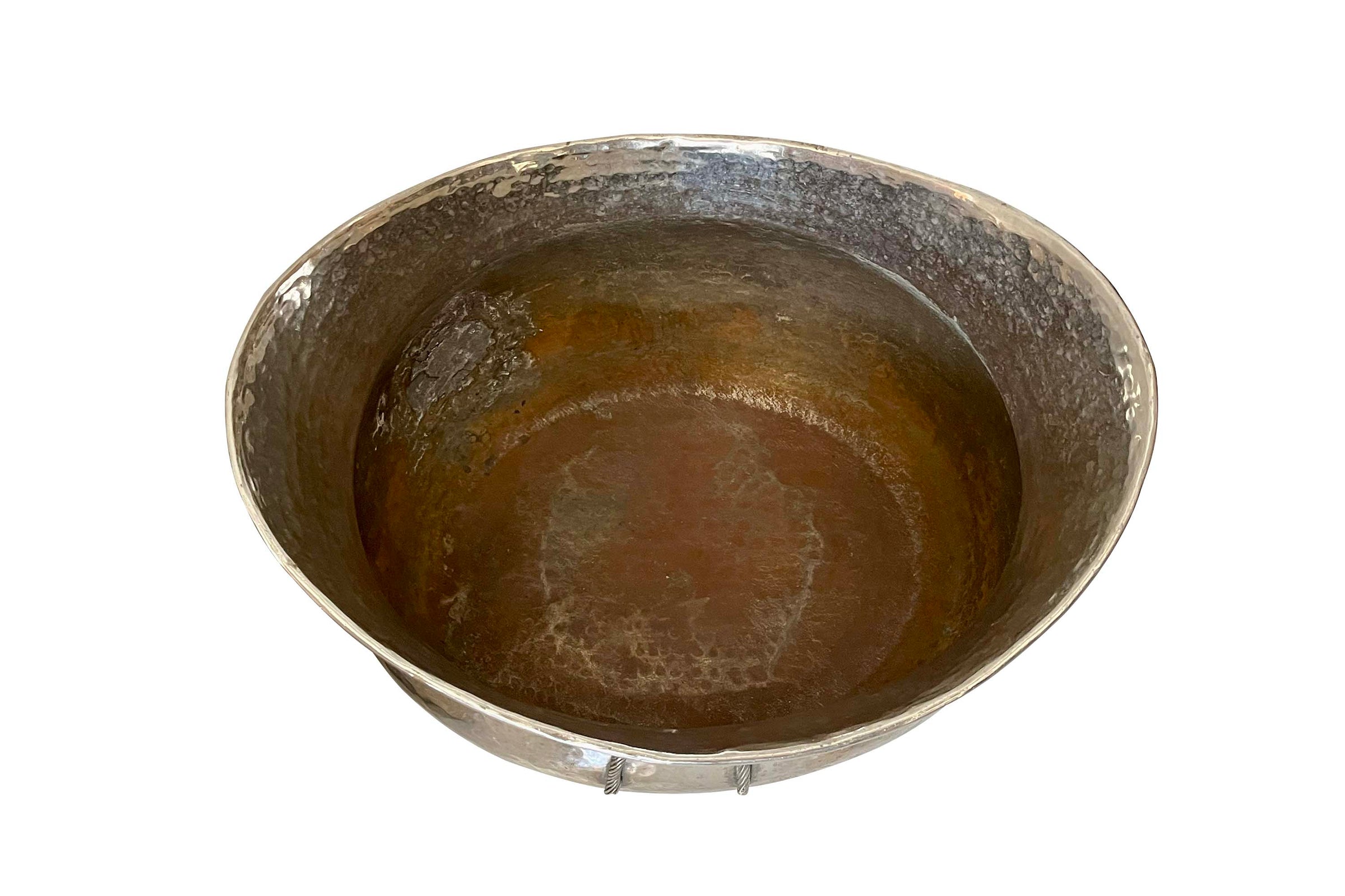 PAIR OF LARGE 1970'S  ITALIAN HAMMERED SILVERPLATE OVAL VASQUES