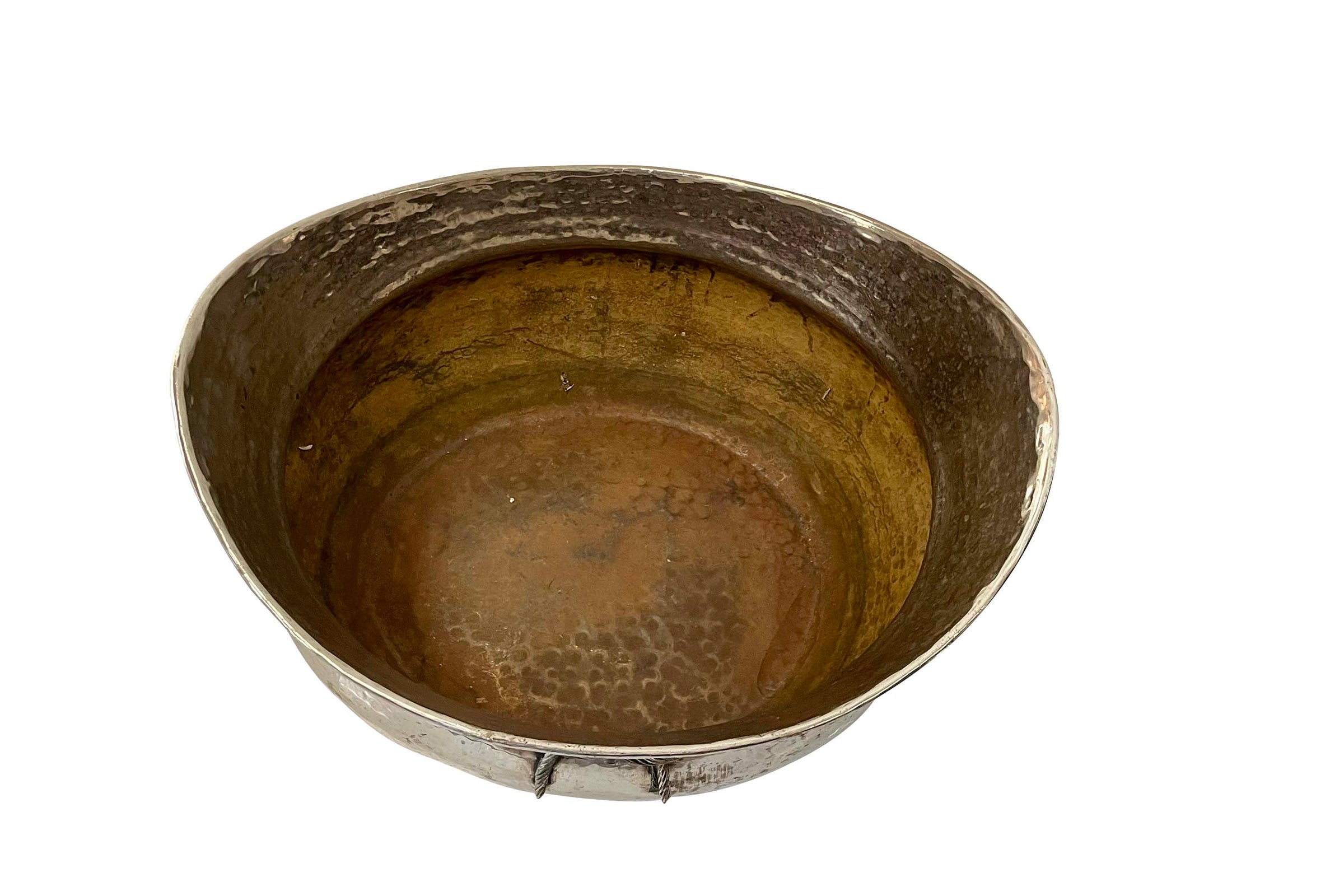 PAIR OF LARGE 1970'S  ITALIAN HAMMERED SILVERPLATE OVAL VASQUES