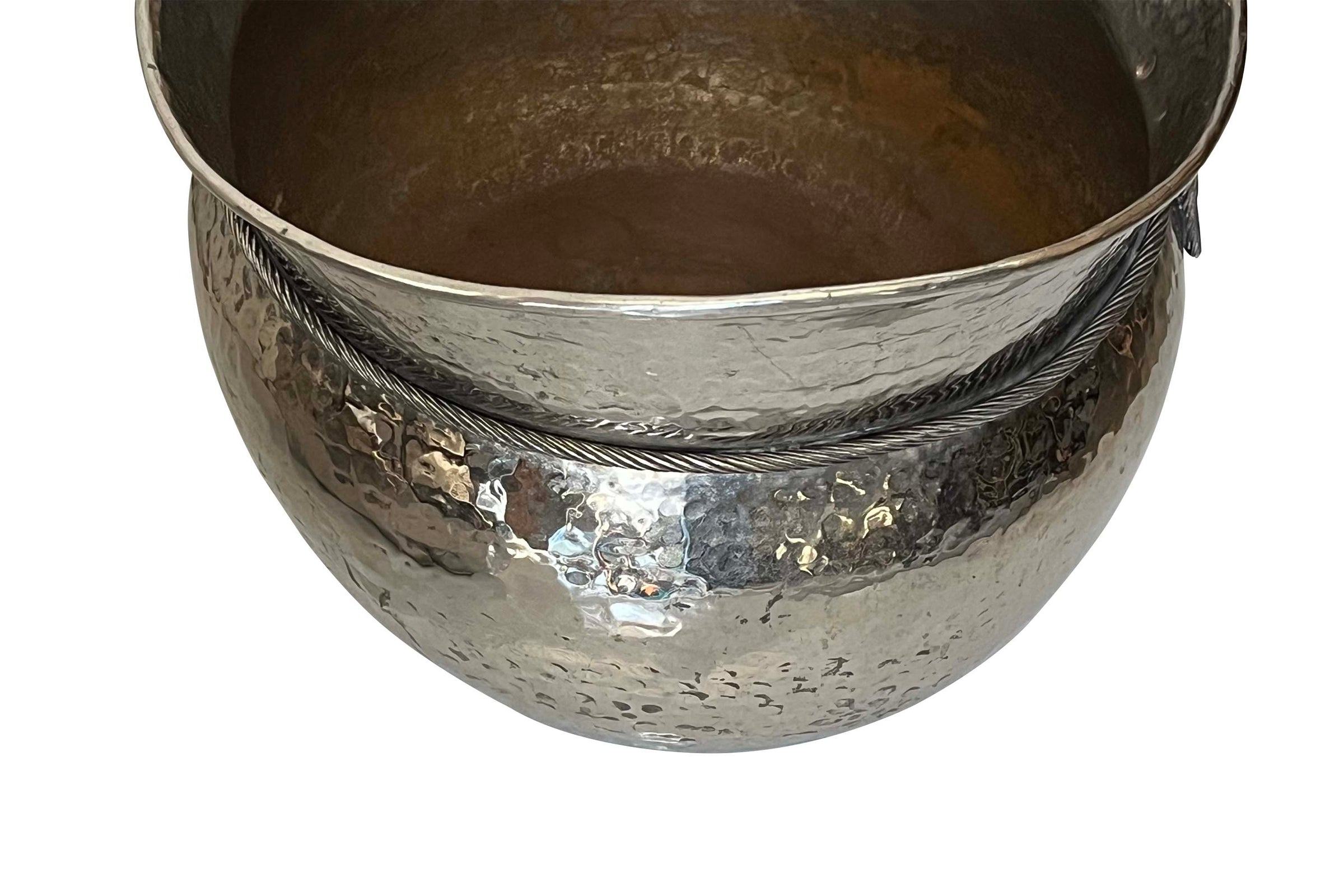 PAIR OF LARGE 1970'S  ITALIAN HAMMERED SILVERPLATE OVAL VASQUES