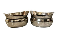 PAIR OF LARGE 1970'S  ITALIAN HAMMERED SILVERPLATE OVAL VASQUES