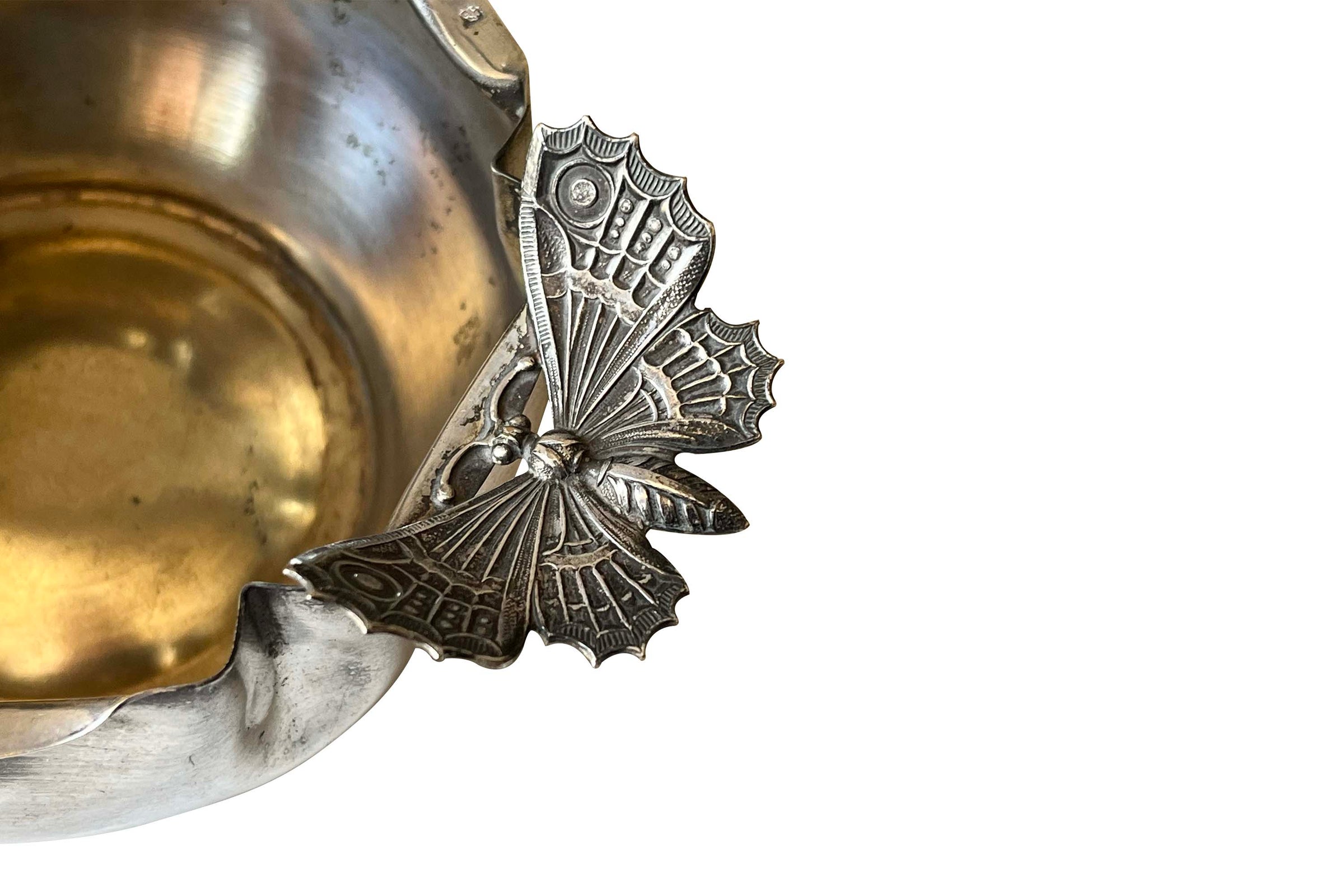 Pair of French Art Nouveau Butterfly Bonbon Baskets, Circa 1900 