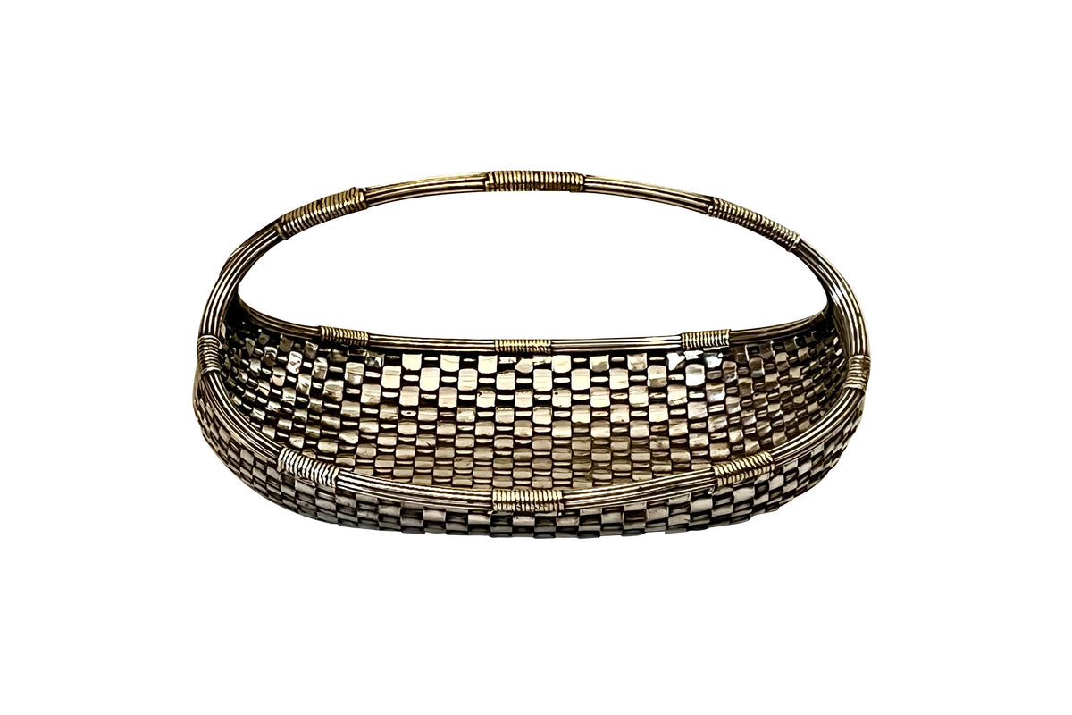 Mid-Century Woven French Silver Plate Basket