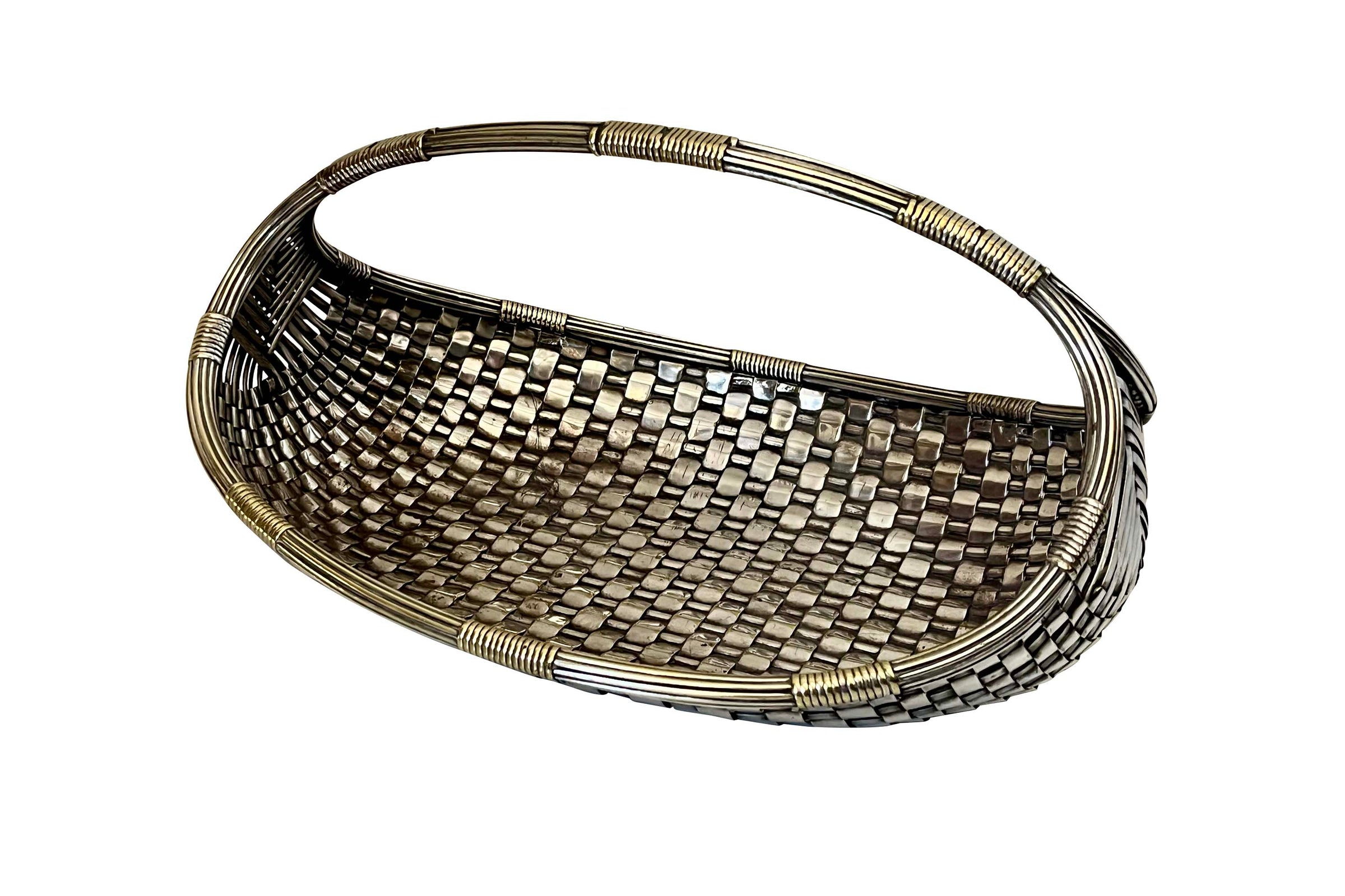 Mid-Century Woven French Silver Plate Basket