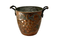 Early 20th Century French Embossed Copper Champagne Bucket with Grapevine Handles 