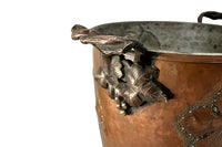 Early 20th Century French Embossed Copper Champagne Bucket with Grapevine Handles 